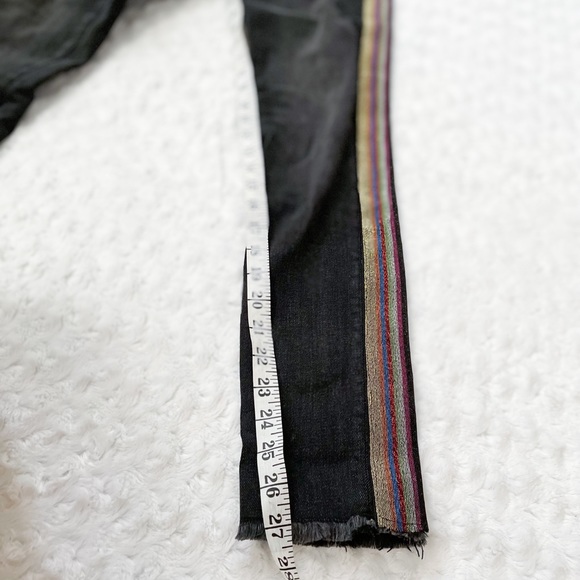 NWT-AQUA Glitter Side Striped Black Frayed Jeans - Picture 9 of 12